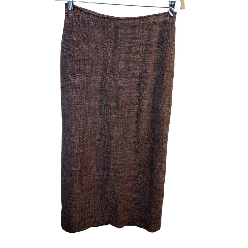 Eileen Fisher Womens Linen Straight Skirt‎ Maroon Midi Petite Small Lagenlook